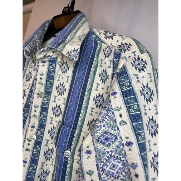 Caravan Mens Western Apparel Shirt Blue Size Large - Picture 13 of 16